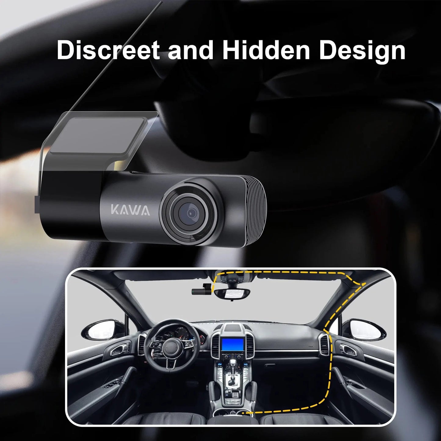 2K Dash Camera For Car DVR Dash Cam In The Car KAWA D5 Video Recorder Emergency Voice Control Night Vision WiFi APP Monitor WDR - XS - ORIZED