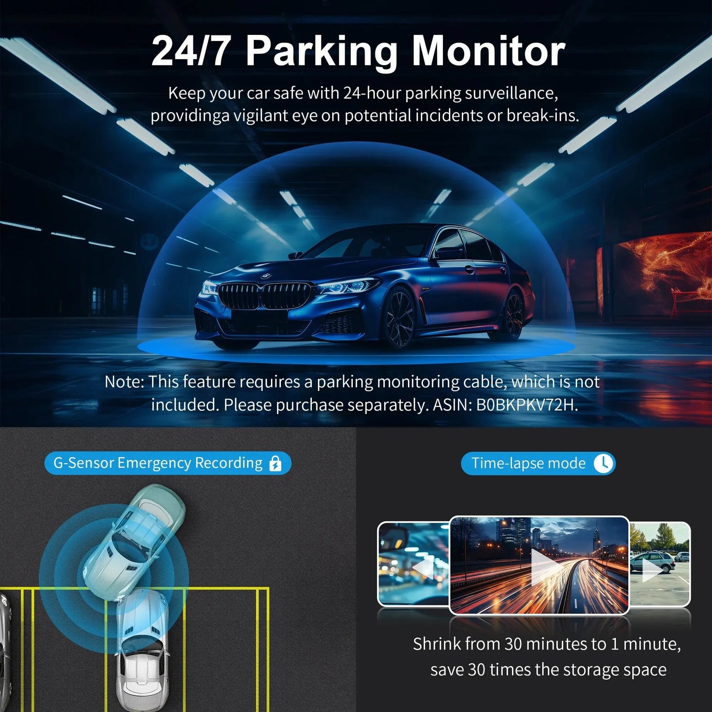 2K Dash Camera For Car DVR Dash Cam In The Car KAWA D5 Video Recorder Emergency Voice Control Night Vision WiFi APP Monitor WDR - XS - ORIZED
