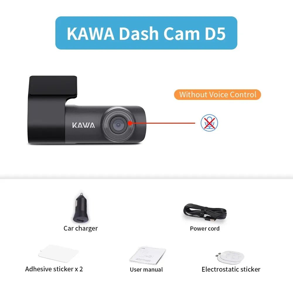 2K Dash Camera For Car DVR Dash Cam In The Car KAWA D5 Video Recorder Emergency Voice Control Night Vision WiFi APP Monitor WDR - XS - ORIZED