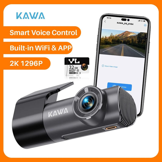 2K Dash Camera For Car DVR Dash Cam In The Car KAWA D5 Video Recorder Emergency Voice Control Night Vision WiFi APP Monitor WDR - XS - ORIZED