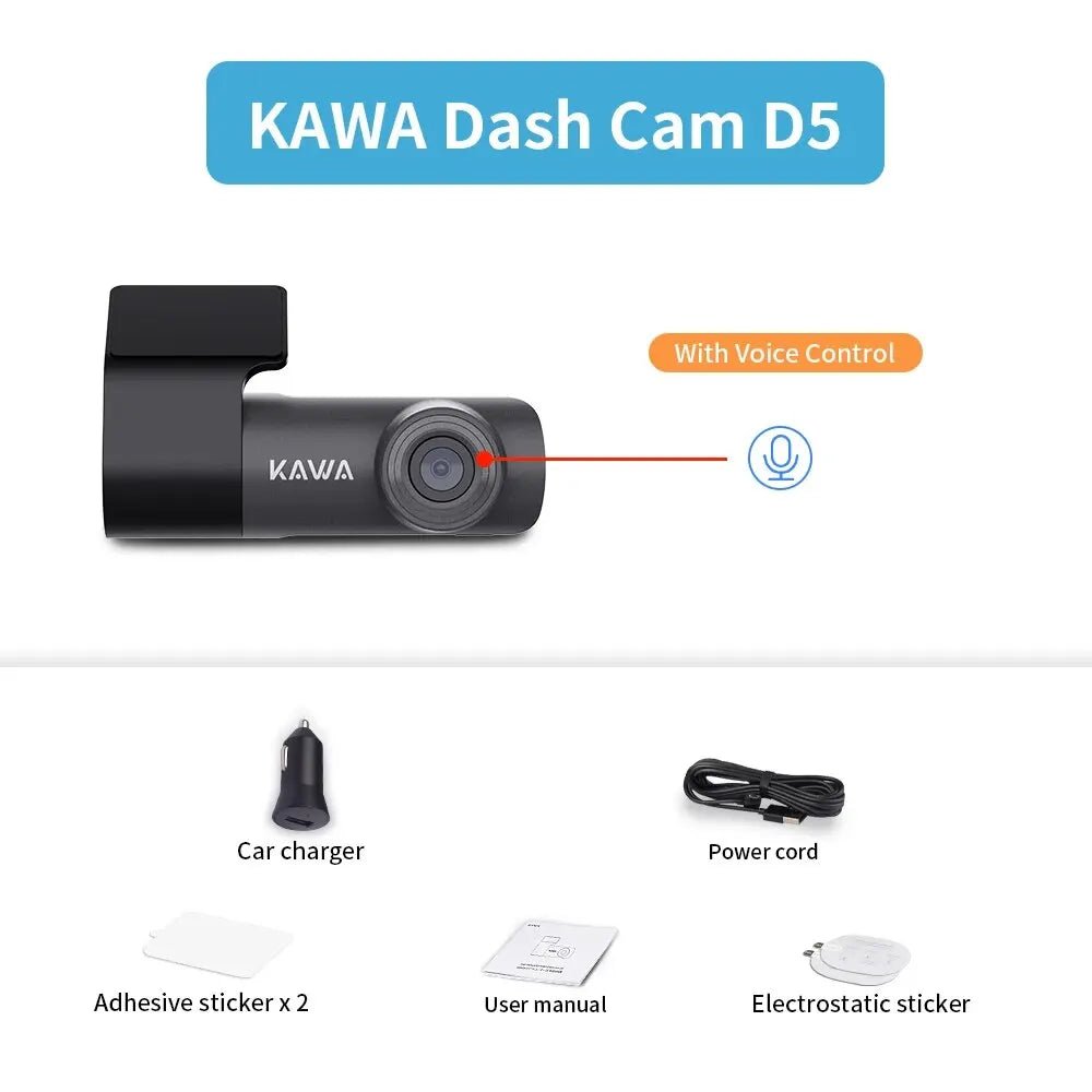 2K Dash Camera For Car DVR Dash Cam In The Car KAWA D5 Video Recorder Emergency Voice Control Night Vision WiFi APP Monitor WDR - XS - ORIZED
