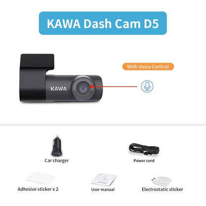 2K Dash Camera For Car DVR Dash Cam In The Car KAWA D5 Video Recorder Emergency Voice Control Night Vision WiFi APP Monitor WDR - XS - ORIZED