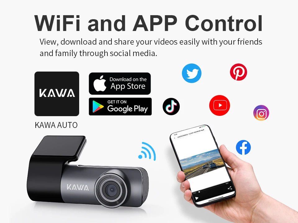 2K Dash Camera For Car DVR Dash Cam In The Car KAWA D5 Video Recorder Emergency Voice Control Night Vision WiFi APP Monitor WDR - XS - ORIZED