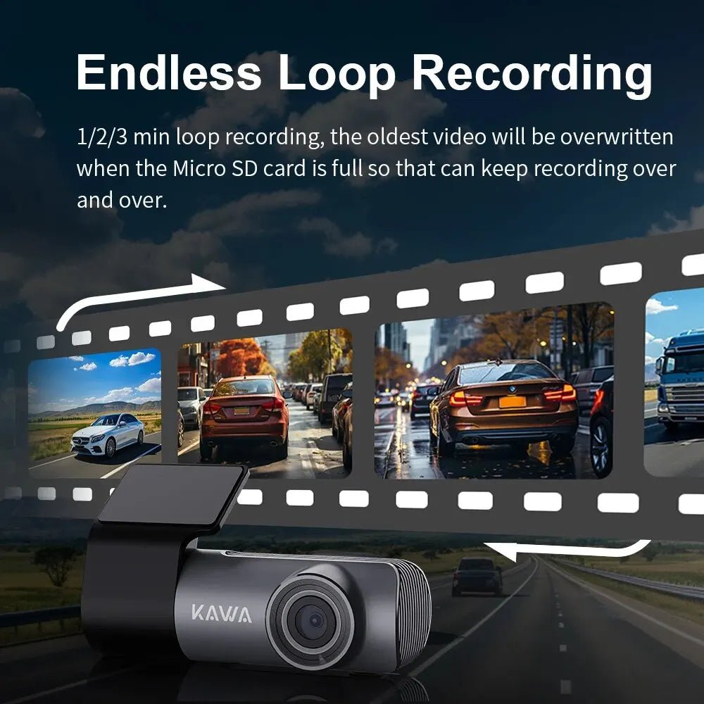 2K Dash Camera For Car DVR Dash Cam In The Car KAWA D5 Video Recorder Emergency Voice Control Night Vision WiFi APP Monitor WDR - XS - ORIZED