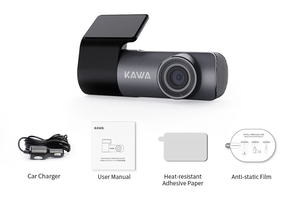 2K Dash Camera For Car DVR Dash Cam In The Car KAWA D5 Video Recorder Emergency Voice Control Night Vision WiFi APP Monitor WDR - XS - ORIZED