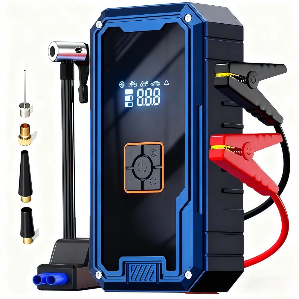 3000A 12V Car Jump Starter Air Compressor With Power Bank 99800mah Peak Portable Battery Starter 150PSI Air Pump With LED Light - XS - ORIZED