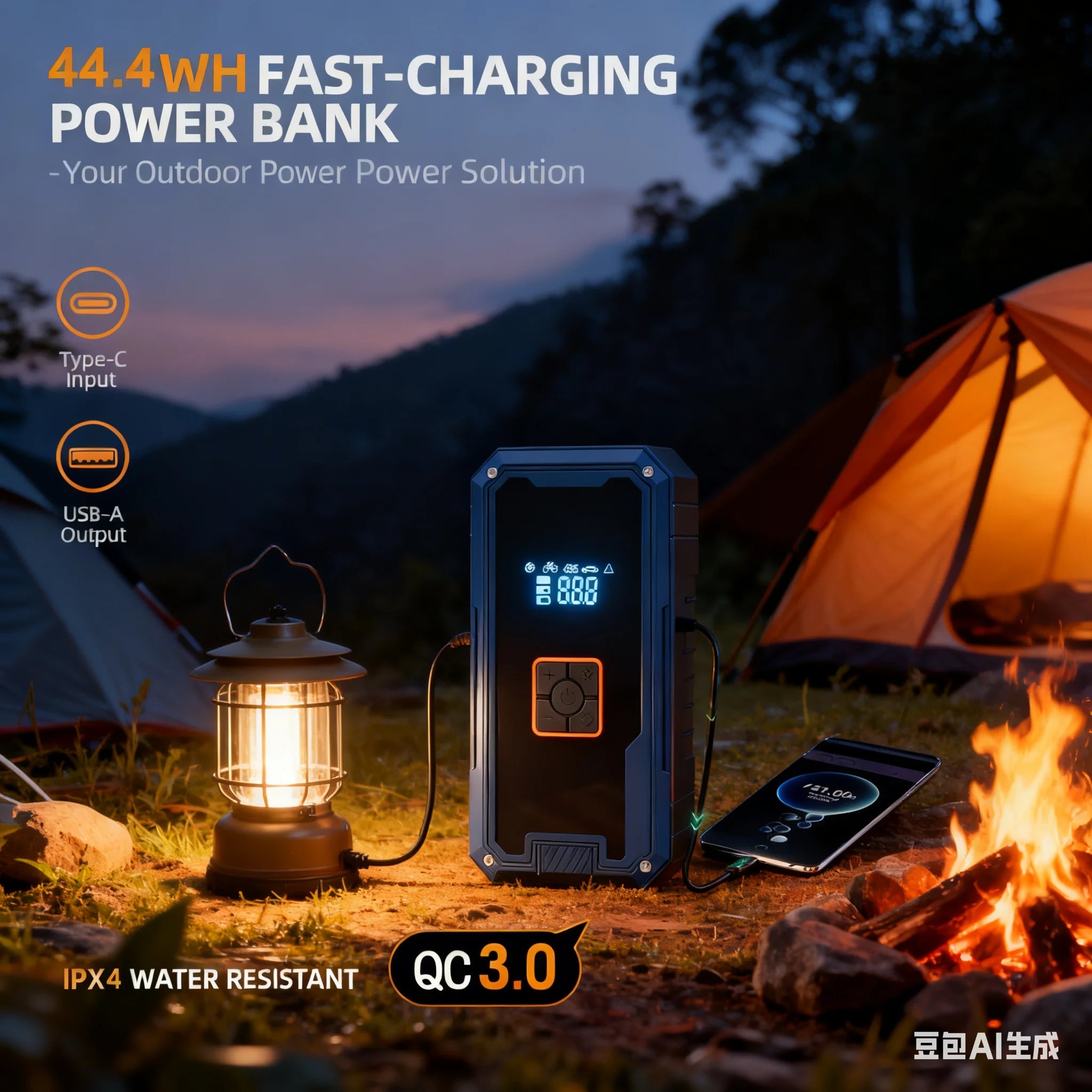 3000A 12V Car Jump Starter Air Compressor With Power Bank 99800mah Peak Portable Battery Starter 150PSI Air Pump With LED Light - XS - ORIZED
